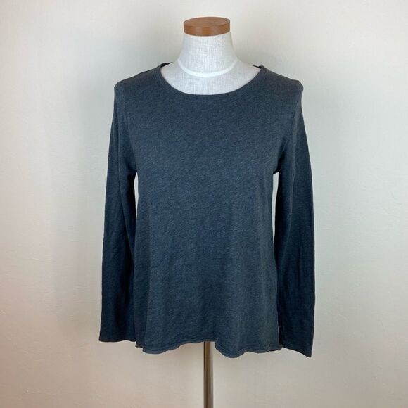 Eileen Fisher Organic Cotton Gray Long Sleeve Top - Picture 1 of 6